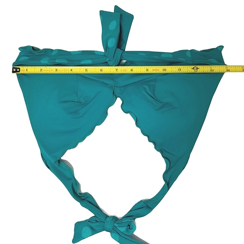Vitamin A Teal Dot Reversible Halter Bikini Top Sz M - Picture 4 of 4
